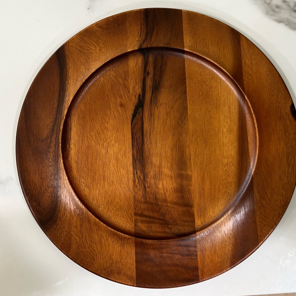 6—Nambe Rich Brown Wooden charger plates
